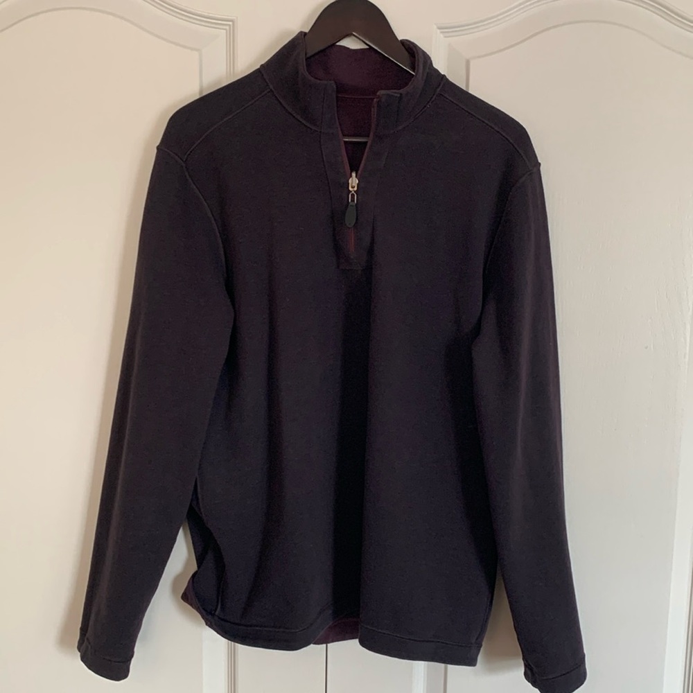 Reversible quarter zip sweater